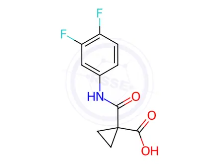 Chemical structure of 1-((3,4-Difluorophenyl)carbamoyl)cyclopropane-1-carboxylic Acid