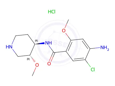 Chemical structure of 4-Amino-5-chloro-2-methoxy-N-((3S,4R)-3-methoxypiperidin-4-yl)benzamide hydrochloride