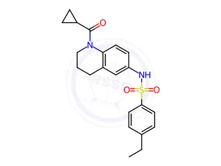 Chemical structure of N-(1-(Cyclopropanecarbonyl)-1,2,3,4-tetrahydroquinolin-6-yl)-4-ethylbenzenesulfonamide