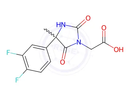 Chemical structure of 2-[4-(3,4-Difluorophenyl)-4-methyl-2,5-dioxoimidazolidin-1-yl]acetic acid