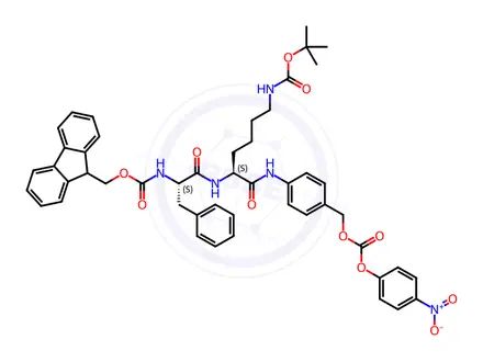 Chemical structure of Fmoc-Phe-Lys(Boc)-PAB-PNP