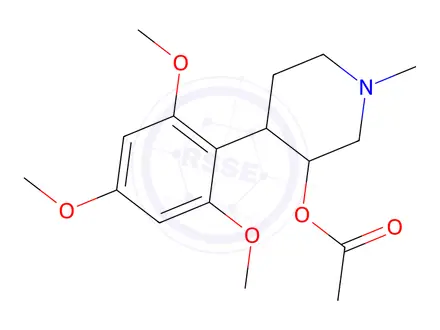 Chemical structure of 1-Methyl-4-(2,4,6-triMethoxyphenyl)piperidin-3-yl acetate