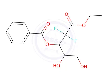 Chemical structure of 1-Ethoxy-2,2-difluoro-4,5-dihydroxy-1-oxopentan-3-yl benzoate