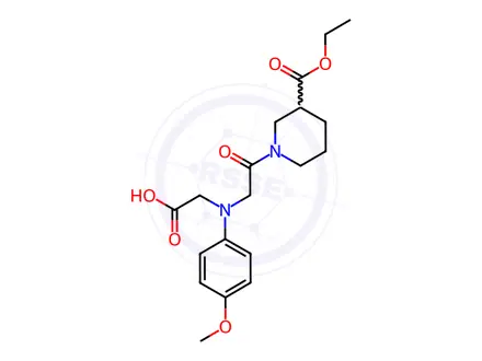 Chemical structure of [{2-[3-(Ethoxycarbonyl)piperidin-1-yl]-2-oxoethyl}(4-methoxyphenyl)amino]acetic acid
