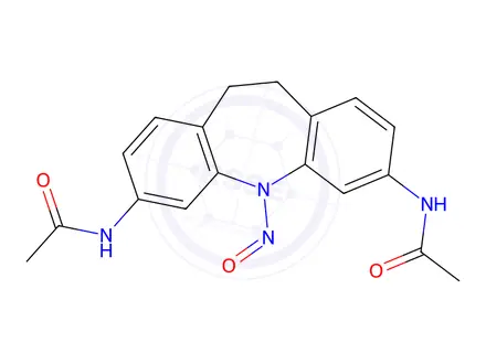 Chemical structure of N,N'-(5-nitroso-10,11-dihydro-5H-dibenzo[b,f]azepine-3,7-diyl)diacetamide