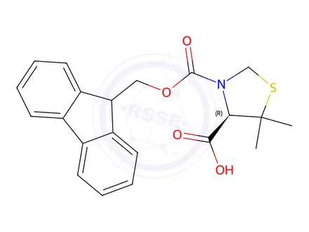 Chemical structure of (R)-3-(((9H-fluoren-9-yl)methoxy)carbonyl)-5,5-dimethylthiazolidine-4-carboxylic acid