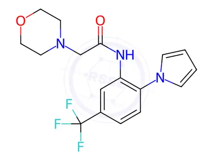 Chemical structure of N-(2-(1H-pyrrol-1-yl)-5-(trifluoromethyl)phenyl)-2-morpholinoacetamide