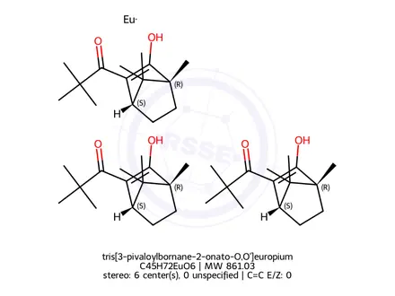 Chemical structure of tris[3-pivaloylbornane-2-onato-O,O']europium