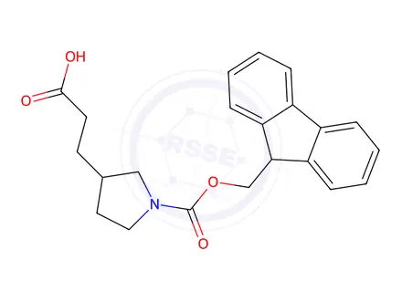 Chemical structure of 3-(1-[(9H-fluoren-9-ylmethoxy)carbonyl]pyrrolidin-3-yl)propanoic acid