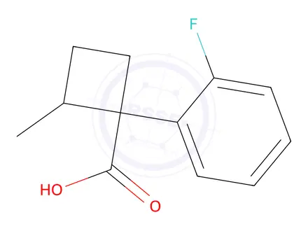 Chemical structure of 1-(2-Fluorophenyl)-2-methylcyclobutane-1-carboxylic acid