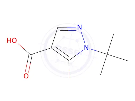 Chemical structure of 5-bromo-1-tert-butyl-1H-pyrazole-4-carboxylic acid