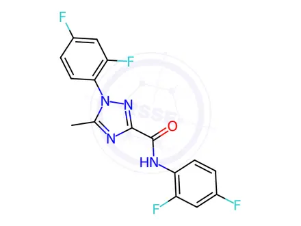 Chemical structure of N,1-bis(2,4-difluorophenyl)-5-methyl-1H-1,2,4-triazole-3-carboxamide