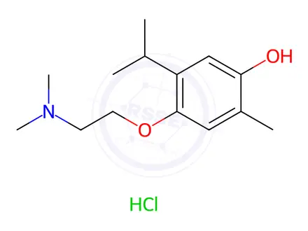 Chemical structure of 2-(6-Hydroxythymoxy) ethyldimethylamine Hydrochloride