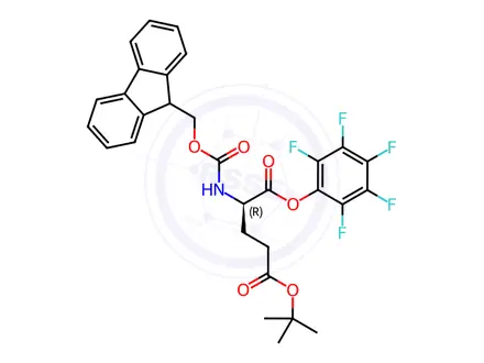 Chemical structure of Fmoc-D-glutamic acid gamma-tert-butyl ester alpha-pentafluorophenyl ester