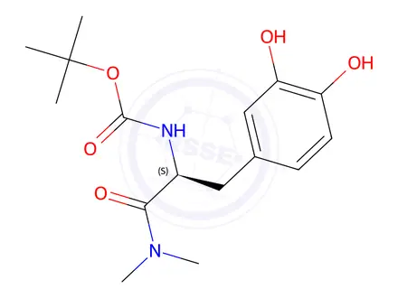 Chemical structure of Tert-butyl (S)-(3-(3,4-dihydroxyphenyl)-1-(dimethylamino)-1-oxopropan-2-yl)carbamate