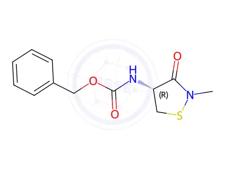 Chemical structure of benzyl N-[(4R)-2-methyl-3-oxo-1,2-thiazolidin-4-yl]carbamate