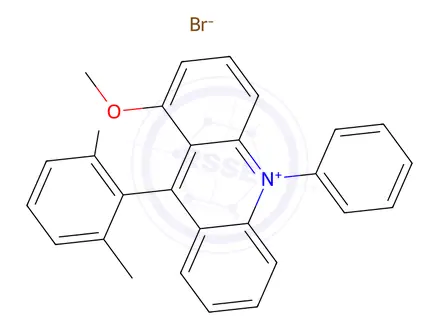 Chemical structure of 9-(2,6-Dimethylphenyl)-1-methoxy-10-phenylacridinium bromide