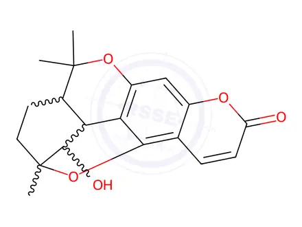 Chemical structure of (2R)-3,3aβ,4,5-Tetrahydro-3β-hydroxy-2,5,5-trimethyl-2α,4α-ethano-2H,9H-dipyrano[4,3,2-de:3',2'-g][1]benzopyran-9-one