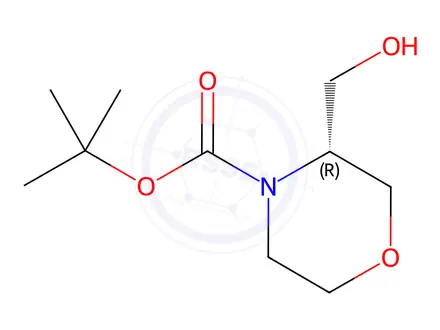 Chemical structure of (R)-3-Hydroxymethylmorpholine-4-carboxylic Acid tert-Butyl Ester