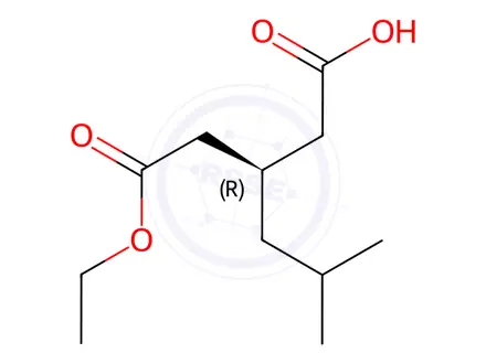 Chemical structure of (R)-3-(2-ethoxy-2-oxoethyl)-5-methylhexanoic acid