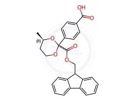 Chemical structure of Fmoc-L-threoninol p-carboxybenzacetal