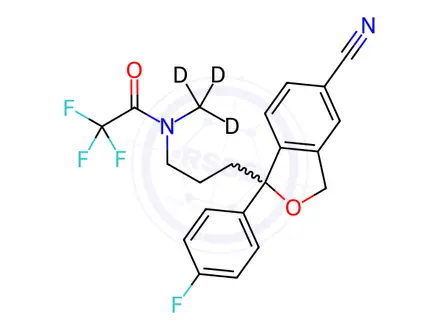 Chemical structure of N-Trifluoroacetodesmethyl Citalopram-d3