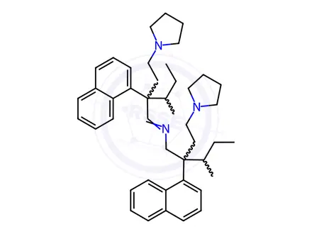 Chemical structure of N-[3-Methyl-2-(1-naphtyl)-2-(2-pyrrolizinoethyl)pentyl]-3-methyl-2-(1-naphtyl)-2-(2-pyrrolizinoethyl)-1-pentanimine