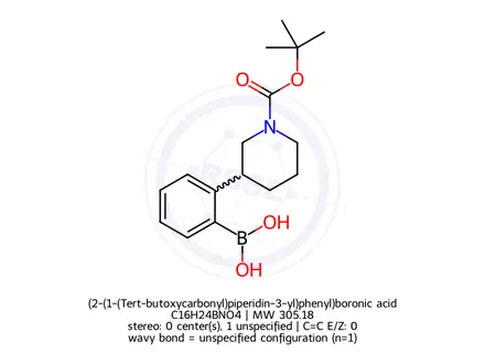 Chemical structure of (2-(1-(Tert-butoxycarbonyl)piperidin-3-yl)phenyl)boronic acid