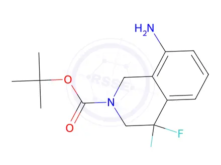 Chemical structure of Tert-butyl 8-amino-4,4-difluoro-3,4-dihydroisoquinoline-2(1H)-carboxylate