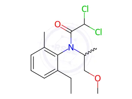 Chemical structure of Acetamide, 2,2-dichloro-N-(2-ethyl-6-methylphenyl)-N-(2-methoxy-1-methylethyl)-