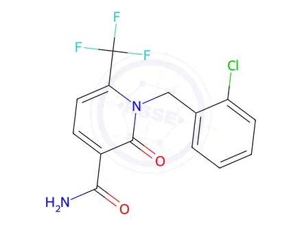 Chemical structure of 1-[(2-Chlorophenyl)methyl]-2-oxo-6-(trifluoromethyl)-1,2-dihydropyridine-3-carboxamide