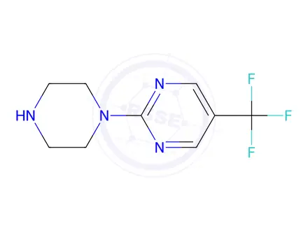 Chemical structure of 2-(piperazin-1-yl)-5-(trifluoromethyl)pyrimidine hydrochloride