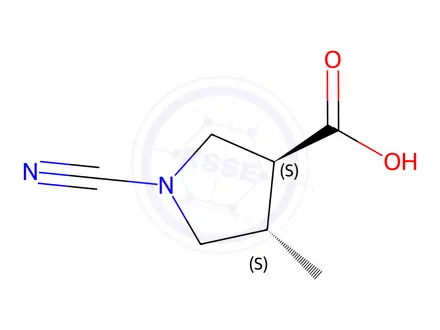 Chemical structure of (3S,4S)-1-Cyano-4-methylpyrrolidine-3-carboxylic acid