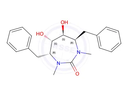 Chemical structure of (4R,5S,6S,7R)-4,7-dibenzyl-5,6-dihydroxy-1,3-dimethyl-1,3-diazepan-2-o ne