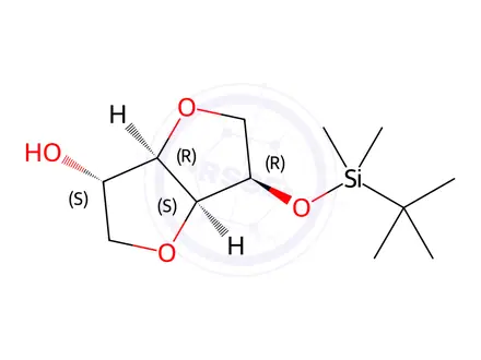 Chemical structure of (3S,3aR,6R,6aS)-6-((tert-butyldimethylsilyl)oxy)hexahydrofuro[3,2-b]furan-3-ol