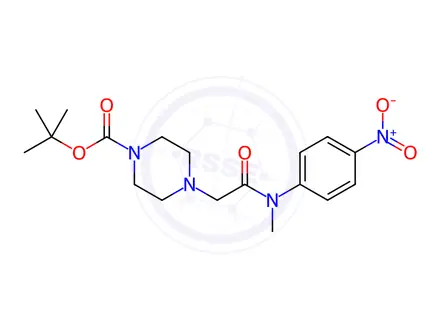 Chemical structure of 1-Piperazinecarboxylic acid, 4-[2-[methyl(4-nitrophenyl)amino]-2-oxoethyl]-, 1,1-dimethylethyl ester