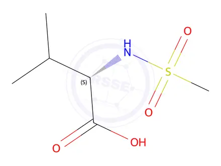 Chemical structure of (2S)-2-methanesulfonamido-3-methylbutanoic Acid