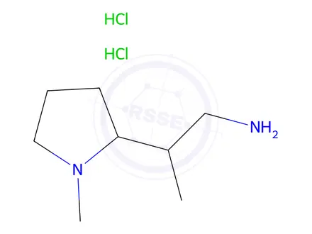 Chemical structure of 2-(1-Methylpyrrolidin-2-yl)propan-1-amine Dihydrochloride