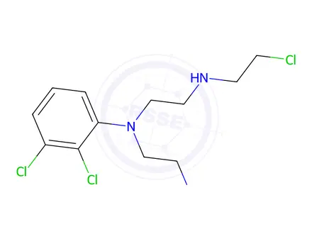 Chemical structure of N1-(2-chloroethyl)-N2-(2-((2-chloro ethyl) amino) ethyl)-N2-(2,3-di chlorophenyl) ethane-1,2-diamine