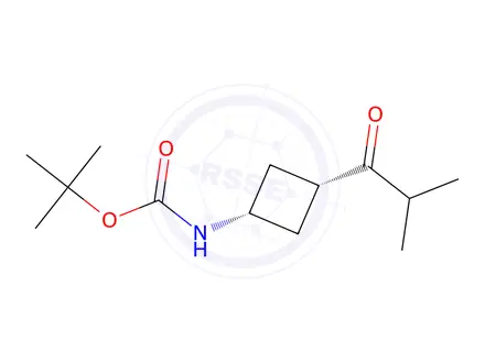 Chemical structure of cis-1,1-Dimethylethyl N-[3-(2-methyl-1-oxopropyl)cyclobutyl]carbamate