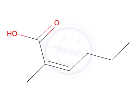 Chemical structure of 2-Methyl-2-hexenoic Acid