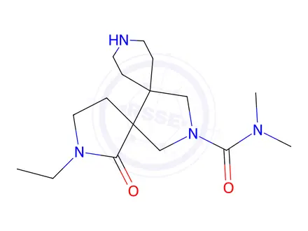 Chemical structure of 2,9,13-Triazadispiro[4.0.5.3]tetradecane-13-carboxamide, 2-ethyl-N,N-dimethyl-1-oxo-