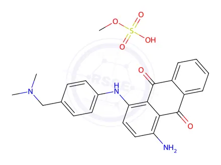 Chemical structure of 1-amino-4-[[4-[(dimethylamino)methyl]phenyl]amino]anthraquinone, compoundwith methyl hydrogen sulphate
