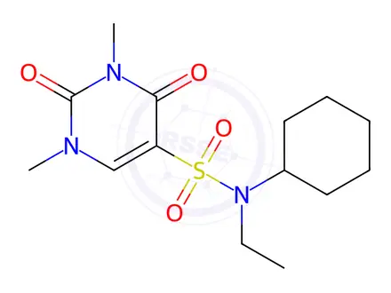 Chemical structure of N-Cyclohexyl-N-ethyl-1,3-dimethyl-2,4-dioxo-1,2,3,4-tetrahydropyrimidine-5-sulfonamide