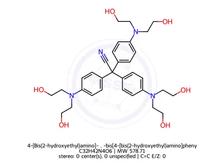 Chemical structure of 4-[Bis(2-hydroxyethyl)amino]-α,α-bis[4-[bis(2-hydroxyethyl)amino]phenyl]benzeneacetonitrile