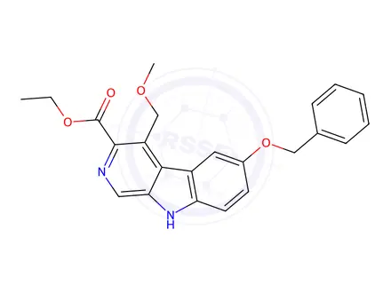Chemical structure of 9H-Pyrido(3,4-b)indole-3-carboxylic acid, 4-(methoxymethyl)-6-(phenylmethoxy)-, ethyl ester
