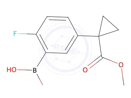 Chemical structure of 2-Fluoro-5-(1-(methoxycarbonyl)cyclopropyl)phenylboronic acid