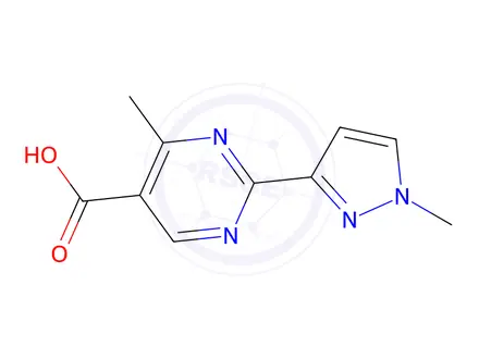 Chemical structure of 4-Methyl-2-(1-methyl-1h-pyrazol-3-yl)pyrimidine-5-carboxylic acid