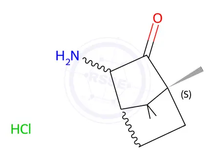 Chemical structure of (1R)-3-endo-Aminocamphor Hydrochloride
