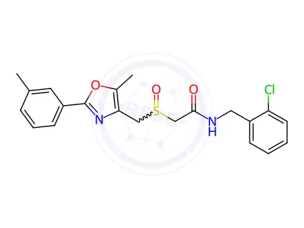 Chemical structure of Acetamide, N-[(2-chlorophenyl)methyl]-2-[[[5-methyl-2-(3-methylphenyl)-4-oxazolyl]methyl]sulfinyl]-